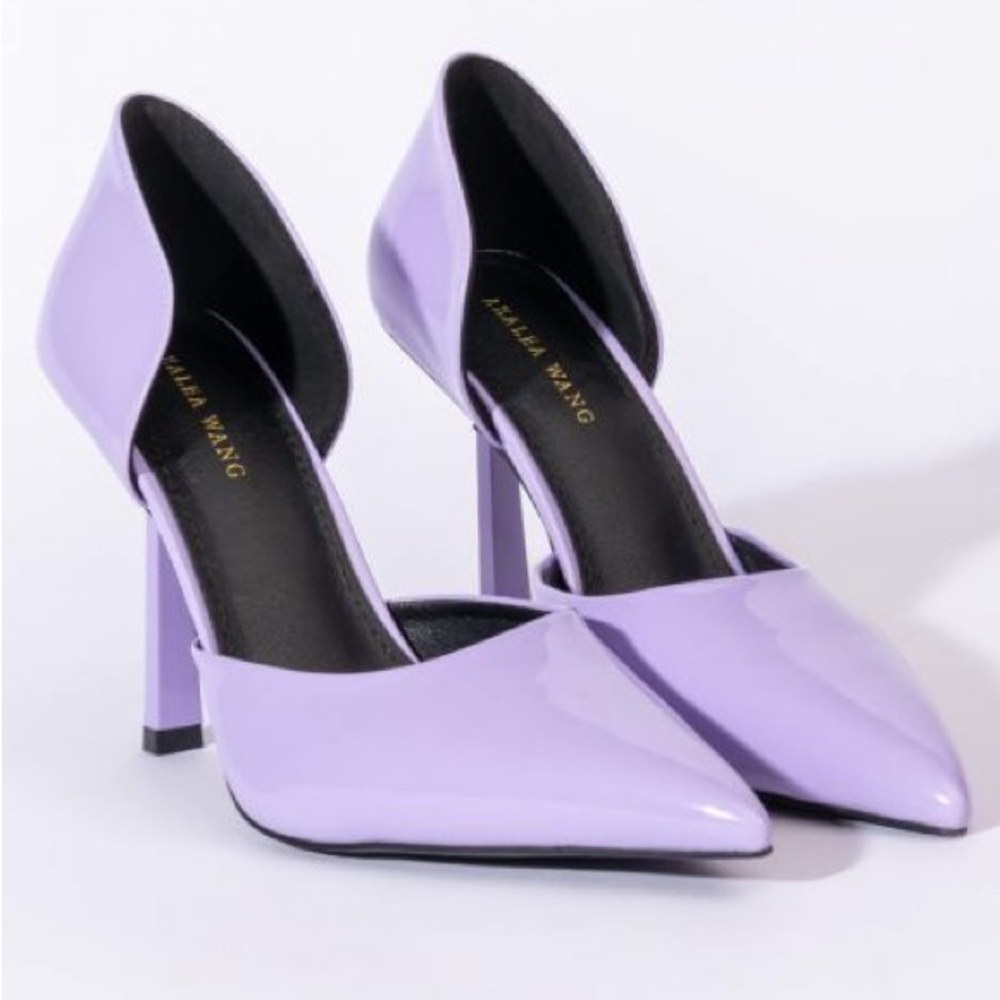 Azalea Wang Purple Vegan Patent Leather D’Orsay Stiletto Pump - Picture 2 of 5